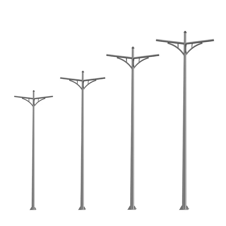 6m -12 m lengan ganda galvanis tiang lampu jalanan